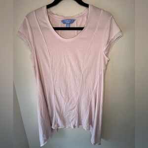 Simply Vera Vera Wang Pink Asymmetrical Sharkbite Hem Ribbed Panel Top Medium